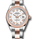 Rolex Steel and Everose Gold Rolesor Lady-Datejust 28 Watch - Domed Bezel - White Roman Dial - Oyster Bracelet - 279161 wro