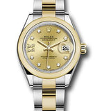 Rolex Steel and Yellow Gold Rolesor Lady-Datejust 28 Watch - Domed Bezel - Champagne Diamond Star Dial - Oyster Bracelet - 279163 ch9dix8do