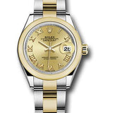 Rolex Steel and Yellow Gold Rolesor Lady-Datejust 28 Watch - Domed Bezel - Champagne Roman Dial - Oyster Bracelet - 279163 chro