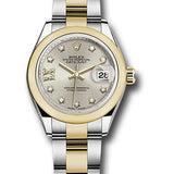 Rolex Steel and Yellow Gold Rolesor Lady-Datejust 28 Watch - Domed Bezel - Silver Diamond Star Dial - Oyster Bracelet - 279163 s9dix8do