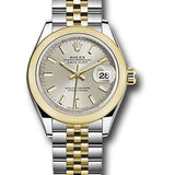 Rolex Steel and Yellow Gold Rolesor Lady-Datejust 28 Watch - Domed Bezel - Silver Index Dial - Jubilee Bracelet - 279163 sij