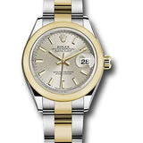 Rolex Steel and Yellow Gold Rolesor Lady-Datejust 28 Watch - Domed Bezel - Silver Index Dial - Oyster Bracelet - 279163 sio