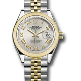 Rolex Steel and Yellow Gold Rolesor Lady-Datejust 28 Watch - Domed Bezel - Silver Roman Dial - Jubilee Bracelet - 279163 srj