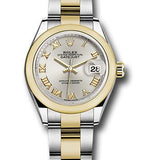 Rolex Steel and Yellow Gold Rolesor Lady-Datejust 28 Watch - Domed Bezel - Silver Roman Dial - Oyster Bracelet - 279163 sro