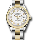 Rolex Steel and Yellow Gold Rolesor Lady-Datejust 28 Watch - Domed Bezel - White Roman Dial - Oyster Bracelet - 279163 wro