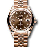 Rolex Everose Gold Lady-Datejust 28 Watch - Domed Bezel - Chocolate Diamond Star Dial - Jubilee Bracelet - 279165 cho9dix8dj