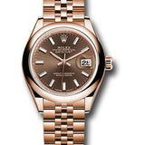 Rolex Everose Gold Lady-Datejust 28 Watch - Domed Bezel - Chocolate Index Dial - Jubilee Bracelet - 279165 choij