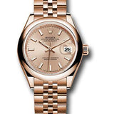 Rolex Everose Gold Lady-Datejust 28 Watch - Domed Bezel - Pink Sundust Index Dial - Jubilee Bracelet - 279165 pij