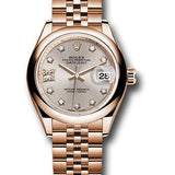 Rolex Everose Gold Lady-Datejust 28 Watch - Domed Bezel - Silver Sundust Diamond Star Dial - Jubilee Bracelet - 279165 s9dix8dj