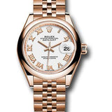 Rolex Everose Gold Lady-Datejust 28 Watch - Domed Bezel - White Roman Dial - Jubilee Bracelet - 279165 wrj