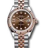 Rolex Steel and Everose Gold Rolesor Lady-Datejust 28 Watch - Fluted Bezel - Chocolate Diamond Star Dial - Jubilee Bracelet - 279171 cho9dix8dj