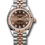 Rolex Steel and Everose Gold Rolesor Lady-Datejust 28 Watch - Fluted Bezel - Chocolate Diamond Dial - Jubilee Bracelet - 279171 chodj