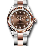 Rolex Steel and Everose Gold Rolesor Lady-Datejust 28 Watch - Fluted Bezel - Chocolate Diamond Dial - Oyster Bracelet - 279171 chodo