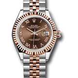 Rolex Steel and Everose Gold Rolesor Lady-Datejust 28 Watch - Fluted Bezel - Chocolate Roman Dial - Jubilee Bracelet - 279171 chorj