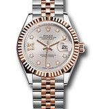 Rolex Steel and Everose Gold Rolesor Lady-Datejust 28 Watch - Fluted Bezel - Sundust Diamond Star Dial - Jubilee Bracelet - 279171 su9dix8dj