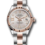 Rolex Steel and Everose Gold Rolesor Lady-Datejust 28 Watch - Fluted Bezel - Sundust Diamond Star Dial - Oyster Bracelet - 279171 su9dix8do