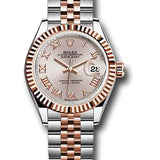 Rolex Steel and Everose Gold Rolesor Lady-Datejust 28 Watch - Fluted Bezel - Sundust Roman Dial - Jubilee Bracelet - 279171 surj