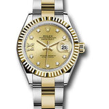 Rolex Steel and Yellow Gold Rolesor Lady-Datejust 28 Watch - Fluted Bezel - Champagne Diamond Star Dial - Oyster Bracelet - 279173 ch9dix8do