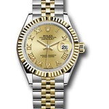 Rolex Steel and Yellow Gold Rolesor Lady-Datejust 28 Watch - Fluted Bezel - Champagne Roman Dial - Jubilee Bracelet - 279173 chrj