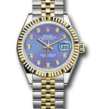 Rolex Steel and Yellow Gold Rolesor Lady-Datejust 28 Watch - Fluted Bezel - Lavender Diamond Dial - Jubilee Bracelet - 279173 ldj