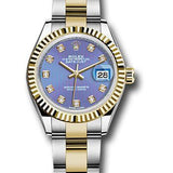 Rolex Steel and Yellow Gold Rolesor Lady-Datejust 28 Watch - Fluted Bezel - Lavender Diamond Dial - Oyster Bracelet - 279173 ldo