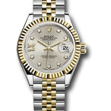 Rolex Steel and Yellow Gold Rolesor Lady-Datejust 28 Watch - Fluted Bezel - Silver Diamond Star Dial - Jubilee Bracelet - 279173 s9dix8dj