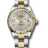 Rolex Steel and Yellow Gold Rolesor Lady-Datejust 28 Watch - Fluted Bezel - Silver Diamond Star Dial - Oyster Bracelet - 279173 s9dix8do