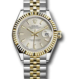 Rolex Steel and Yellow Gold Rolesor Lady-Datejust 28 Watch - Fluted Bezel - Silver Index Dial - Jubilee Bracelet - 279173 sij