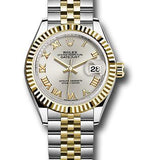 Rolex Steel and Yellow Gold Rolesor Lady-Datejust 28 Watch - Fluted Bezel - Silver Roman Dial - Jubilee Bracelet - 279173 srj