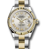 Rolex Steel and Yellow Gold Rolesor Lady-Datejust 28 Watch - Fluted Bezel - Silver Roman Dial - Oyster Bracelet - 279173 sro