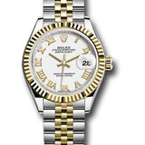 Rolex Steel and Yellow Gold Rolesor Lady-Datejust 28 Watch - Fluted Bezel - White Roman Dial - Jubilee Bracelet - 279173 wrj