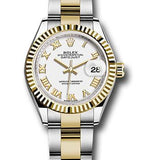 Rolex Steel and Yellow Gold Rolesor Lady-Datejust 28 Watch - Fluted Bezel - White Roman Dial - Oyster Bracelet - 279173 wro