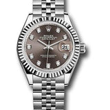 Rolex Steel and White Gold Rolesor Lady-Datejust 28 Watch - Fluted Bezel - Dark Grey Diamond Dial - Jubilee Bracelet - 279174 dgdj