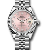 Rolex Steel and White Gold Rolesor Lady-Datejust 28 Watch - Fluted Bezel - Pink Roman Dial - Jubilee Bracelet - 279174 prj