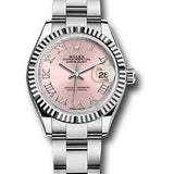 Rolex Steel and White Gold Rolesor Lady-Datejust 28 Watch - Fluted Bezel - Pink Roman Dial - Oyster Bracelet - 279174 pro