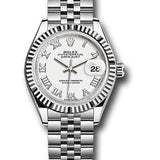 Rolex Steel and White Gold Rolesor Lady-Datejust 28 Watch - Fluted Bezel - White Roman Dial - Jubilee Bracelet - 279174 wrj