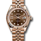 Rolex Everose Gold Lady-Datejust 28 Watch - Fluted Bezel - Chocolate Diamond Star Dial - Jubilee Bracelet - 279175 cho9dix8dj