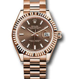 Rolex Everose Gold Lady-Datejust 28 Watch - Fluted Bezel - Chocolate Index Dial - President Bracelet - 279175 choip