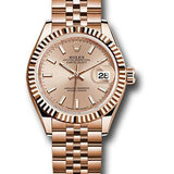 Rolex Everose Gold Lady-Datejust 28 Watch - Fluted Bezel - Pink Sundust Index Dial - Jubilee Bracelet - 279175 pij