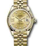 Rolex Yellow Gold Lady-Datejust 28 Watch - Fluted Bezel - Champagne Diamond Star Dial - Jubilee Bracelet - 279178 ch9dix8dj