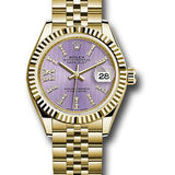 Rolex Yellow Gold Lady-Datejust 28 Watch - Fluted Bezel - Lilac Stripe Diamond Index Dial - Jubilee Bracelet - 279178 lils36dix8dj