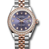 Rolex Steel and Everose Gold Rolesor Lady-Datejust 28 Watch - Diamond Bezel - Aubergine Diamond Dial - Jubilee Bracelet - 279381RBR audj