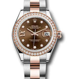 Rolex Steel and Everose Gold Rolesor Lady-Datejust 28 Watch - Diamond Bezel - Chocolate Diamond Star Dial - Oyster Bracelet - 279381RBR cho9dix8do