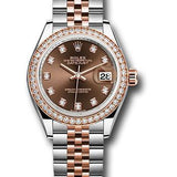 Rolex Steel and Everose Gold Rolesor Lady-Datejust 28 Watch - Diamond Bezel - Chocolate Diamond Dial - Jubilee Bracelet - 279381RBR chodj