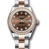 Rolex Steel and Everose Gold Rolesor Lady-Datejust 28 Watch - Diamond Bezel - Chocolate Diamond Dial - Oyster Bracelet - 279381RBR chodo