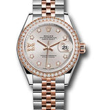 Rolex Steel and Everose Gold Rolesor Lady-Datejust 28 Watch - Diamond Bezel - Sundust Diamond Star Dial - Jubilee Bracelet - 279381RBR su9dix8dj