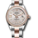 Rolex Steel and Everose Gold Rolesor Lady-Datejust 28 Watch - Diamond Bezel - Sundust Diamond Star Dial - Oyster Bracelet - 279381RBR su9dix8do