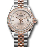 Rolex Steel and Everose Gold Rolesor Lady-Datejust 28 Watch - Diamond Bezel - Sundust Index Dial - Jubilee Bracelet - 279381RBR suij