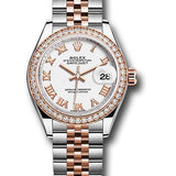 Rolex Steel and Everose Gold Rolesor Lady-Datejust 28 Watch - Diamond Bezel - White Roman Dial - Jubilee Bracelet - 279381RBR wrj