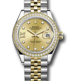 Rolex Steel and Yellow Gold Rolesor Lady-Datejust 28 Watch - Diamond Bezel - Champagne Diamond Star Dial - Jubilee Bracelet - 279383RBR ch9dix8dj